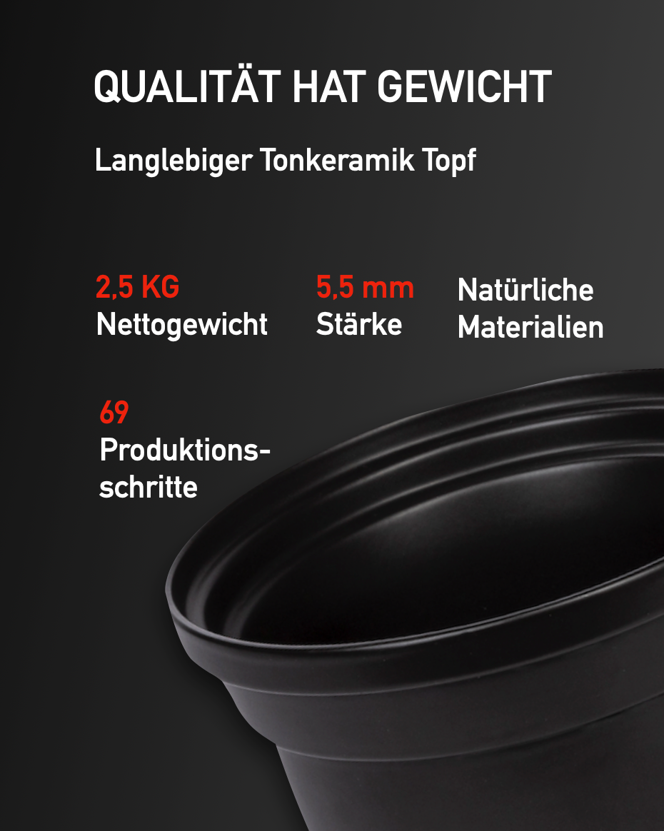 Keramiktopf KCC-280 ohne Beschichtung und ohne BPA ideal für Slow cooking
