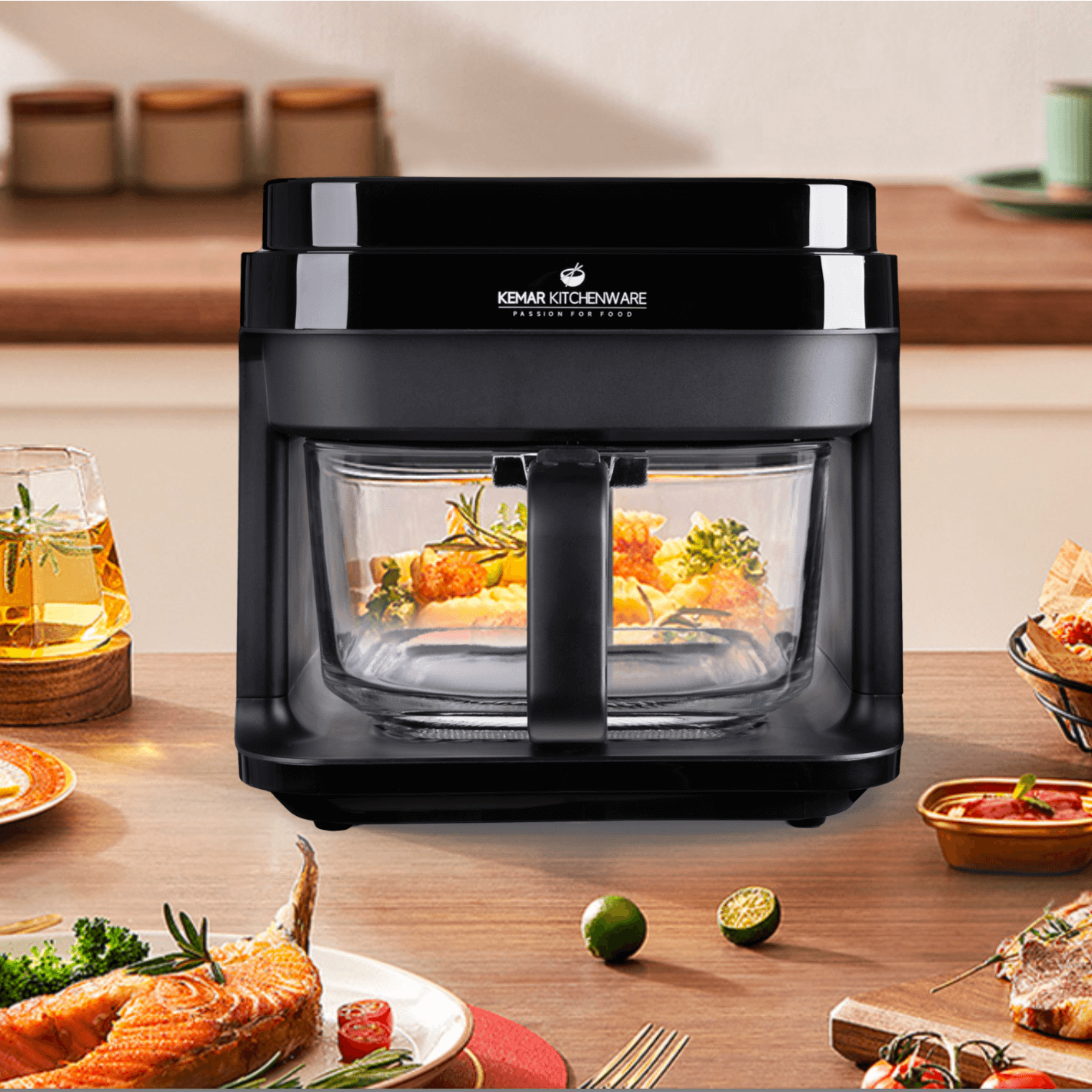 Airfryer Fritteuse mit Glasbehälter KeMar KHF-550