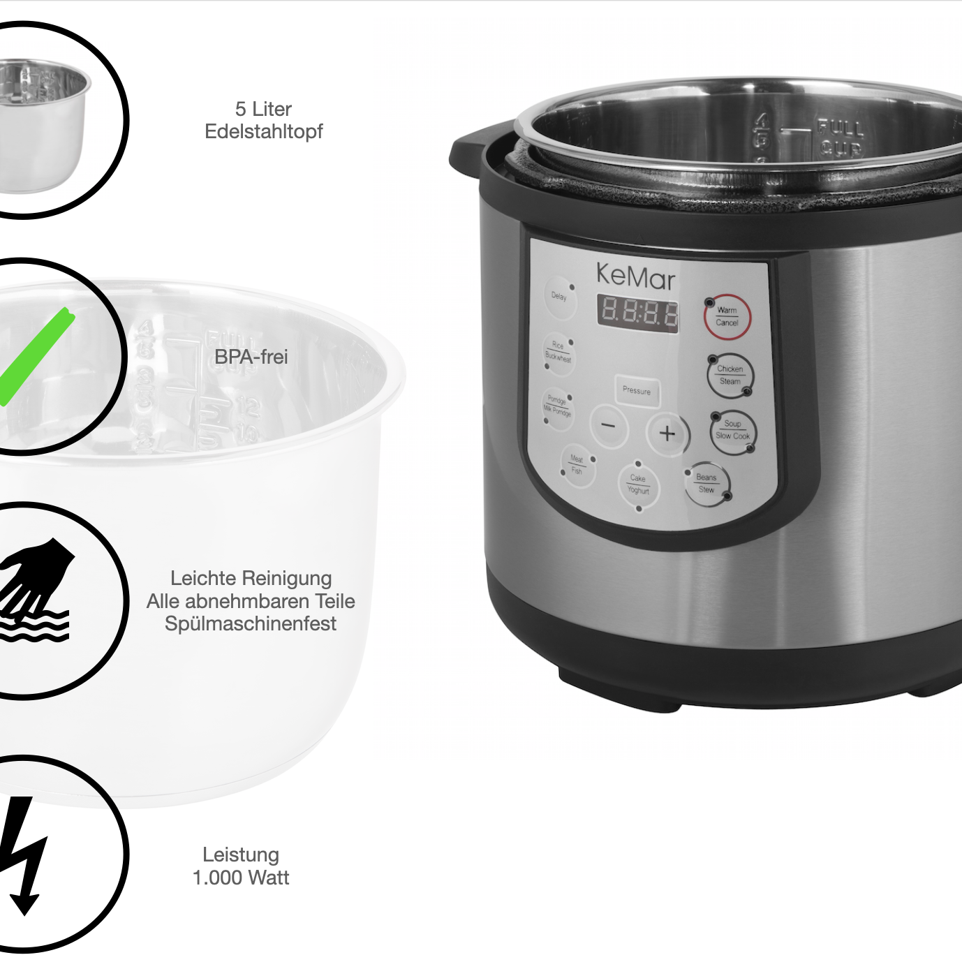 KPC-150 Dampfdruckkocher für Fleisch, Gulasch und Eintöpfe.