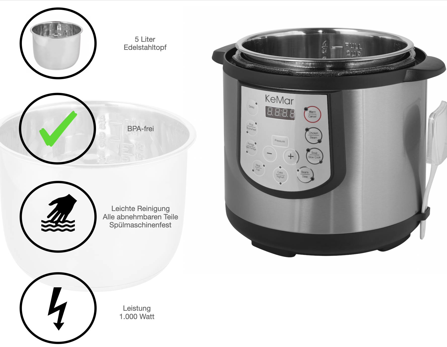 KPC-150 Dampfdruckkocher für Fleisch, Gulasch und Eintöpfe.