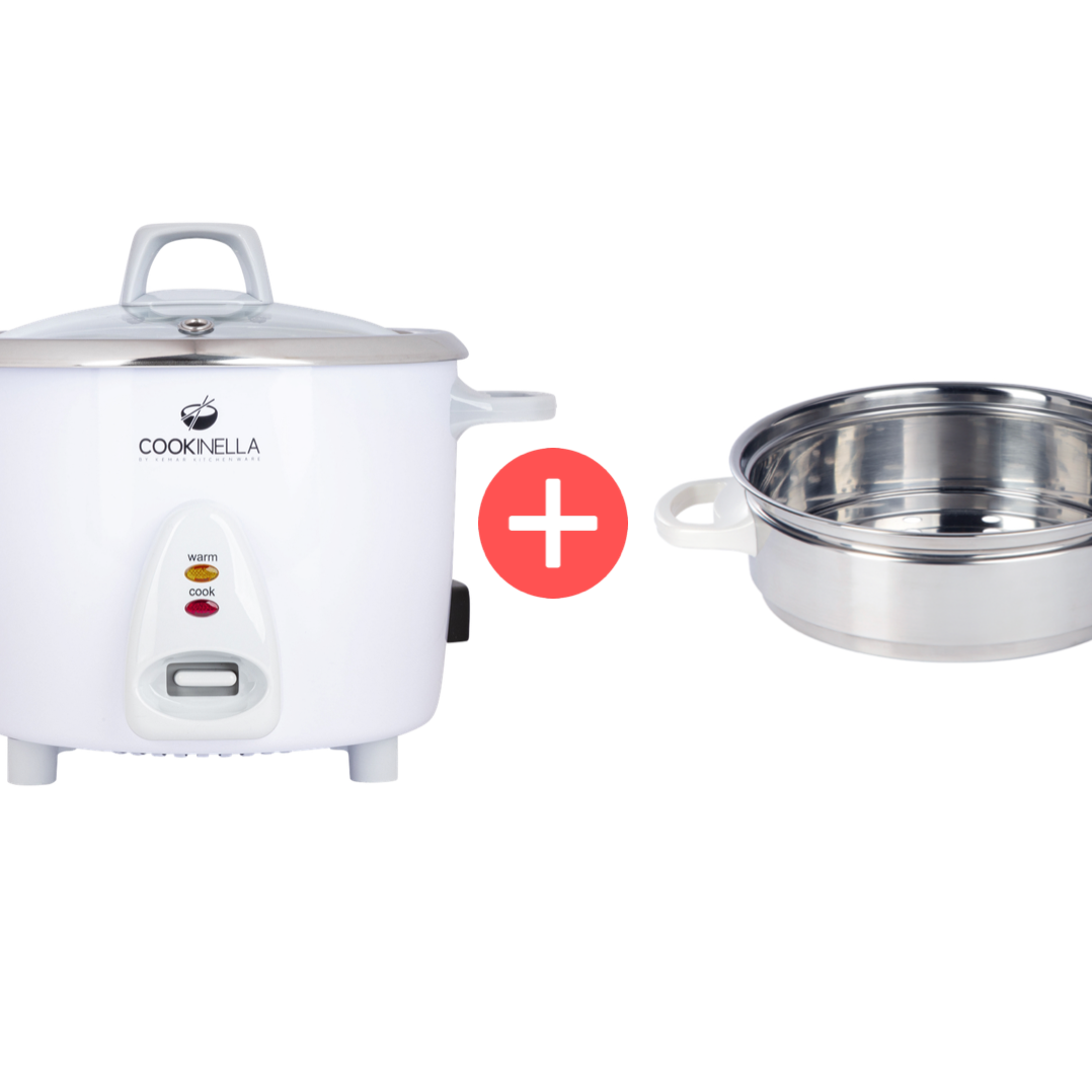 Reiskocher KRC-300 mit Dämpfeinsatz aus Edelstahl zum Dampfgarer und dünsten. Ohne BPA und kein Aluminium.