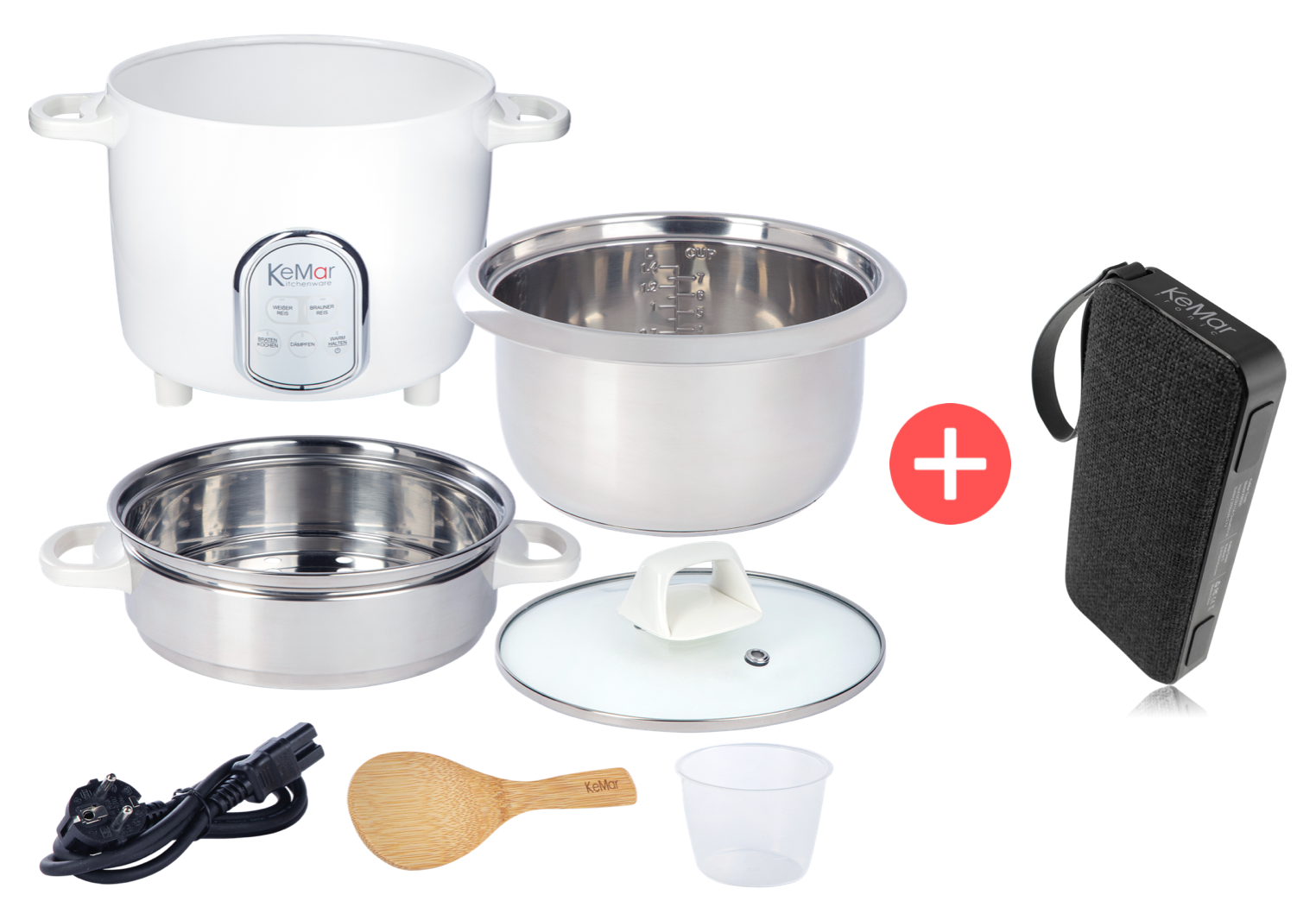 Rabatt für KRC175 Reiskocher mit Bluetoothbox und Dampfgareinsatz.