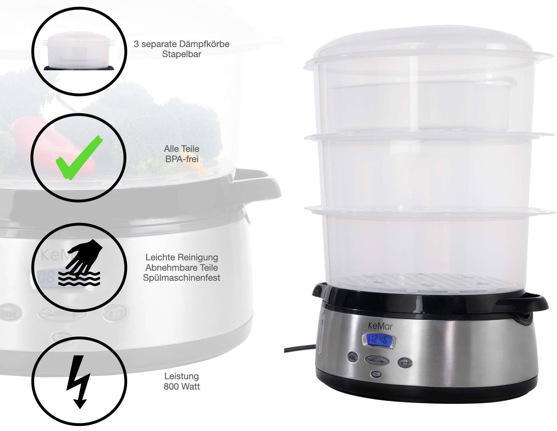 Test Dampfgarer KFS-700 zum dünsten von Eiern, Kartoffeln und Broccoli
