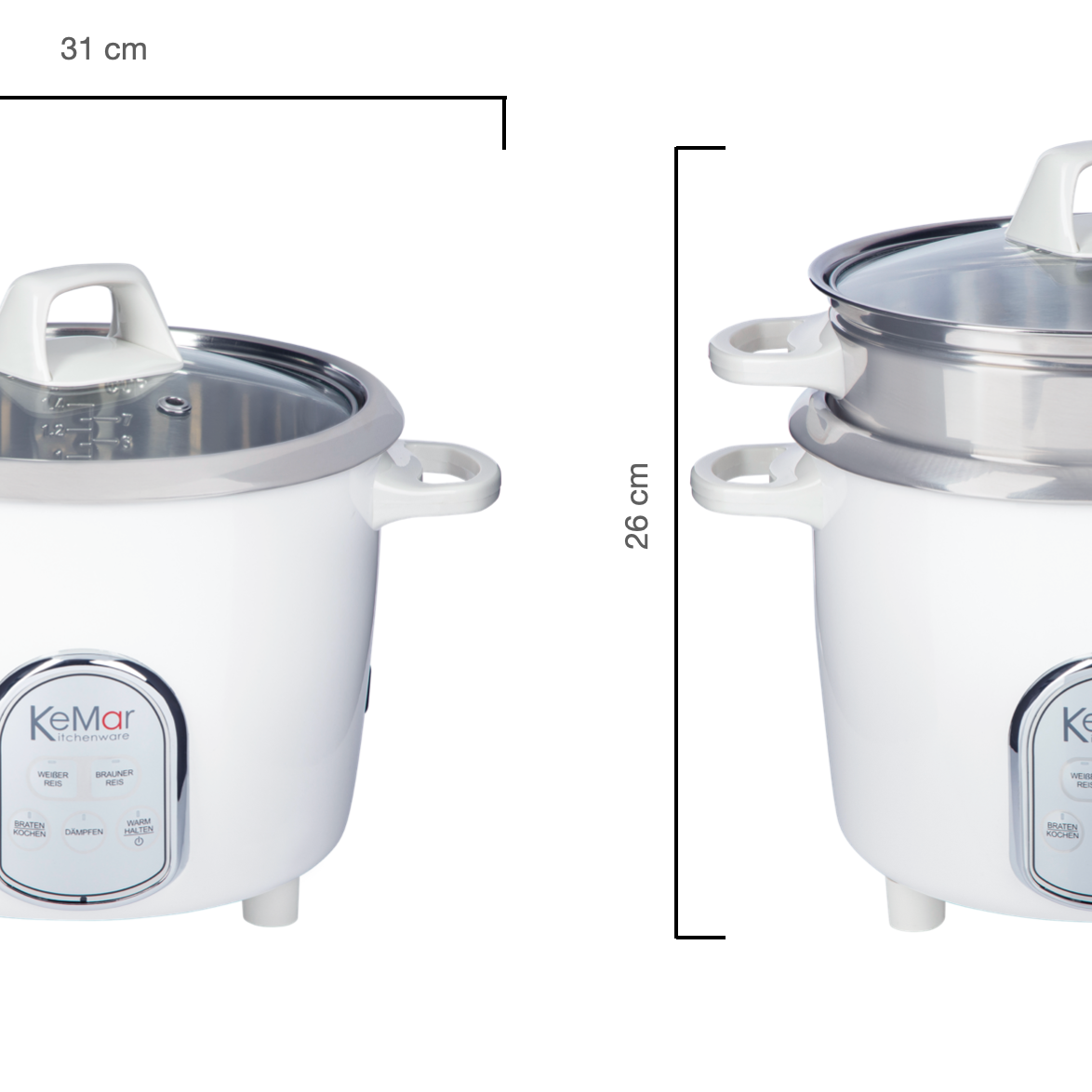 Kleiner mini Reiskocher für 1-6 Personen und Kochprogrammen auch für Milchreis und alle Reissorten sowie Warmhaltefunktion.