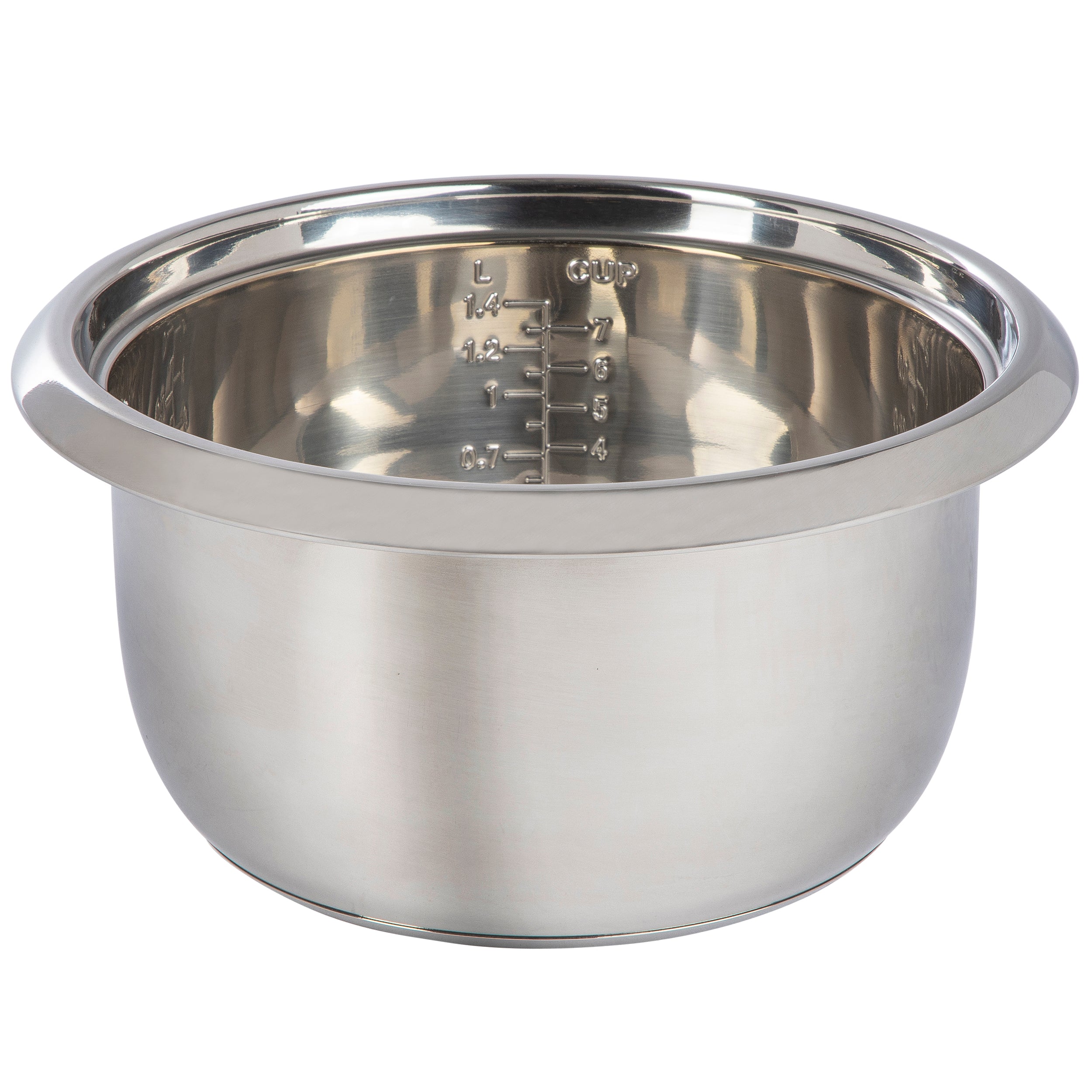 Edelstahltopf vom KRC-300 Reistopf für 10 Messbecher Reis für die Spülmaschine geeignet.