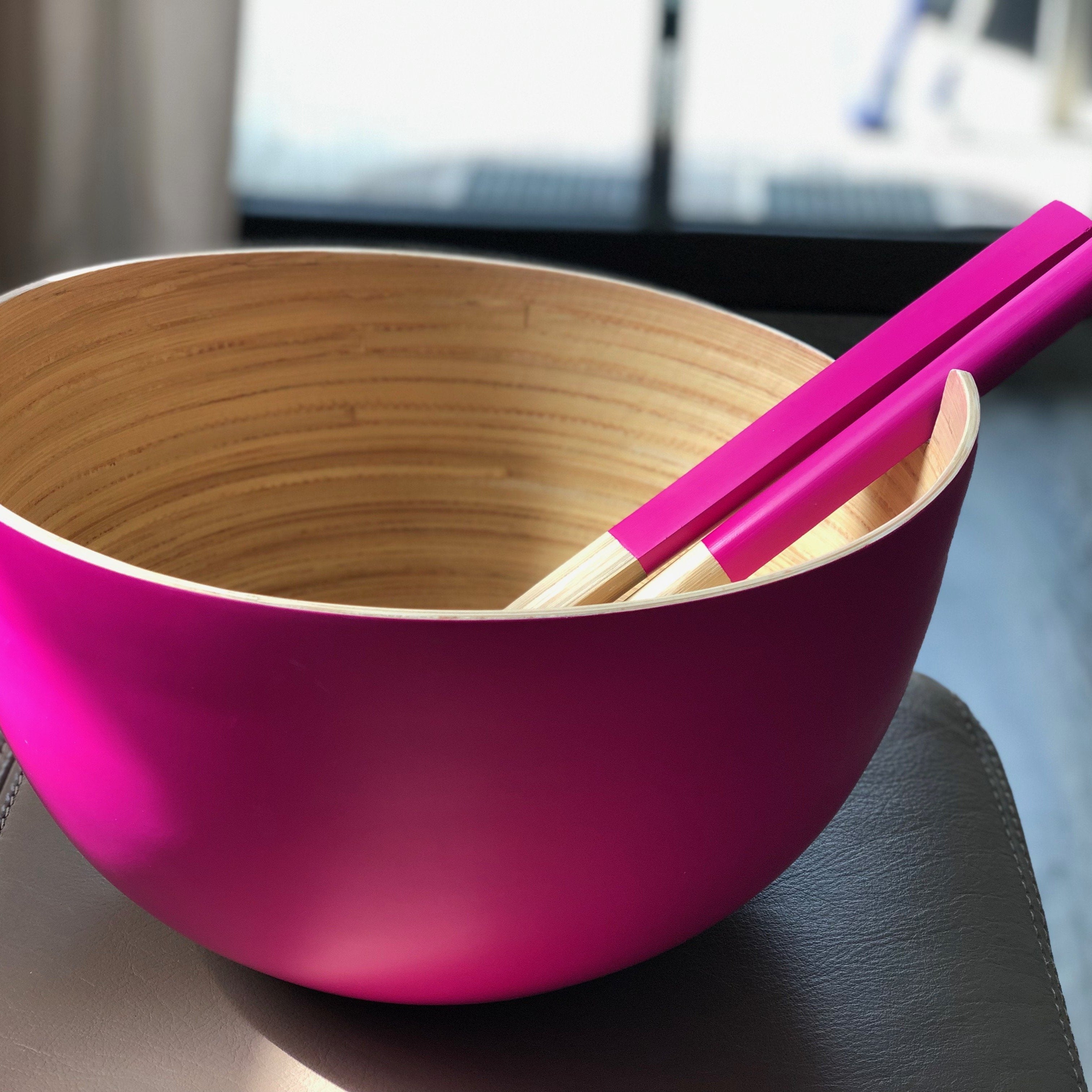 Bambus Salatschüssel | mit Besteck - KeMar GmbH | Kitchenware | Haushaltsgeräte