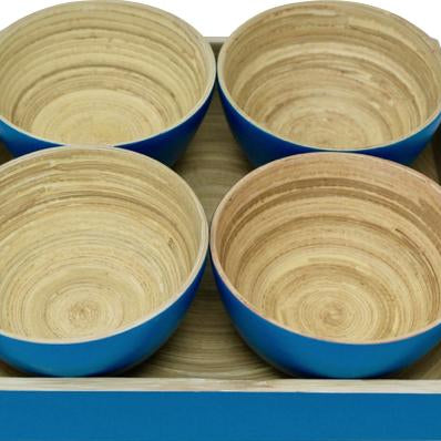 Bambus Snack Schalen Tablett | mit 4 Schälchen - KeMar GmbH | Kitchenware | Haushaltsgeräte