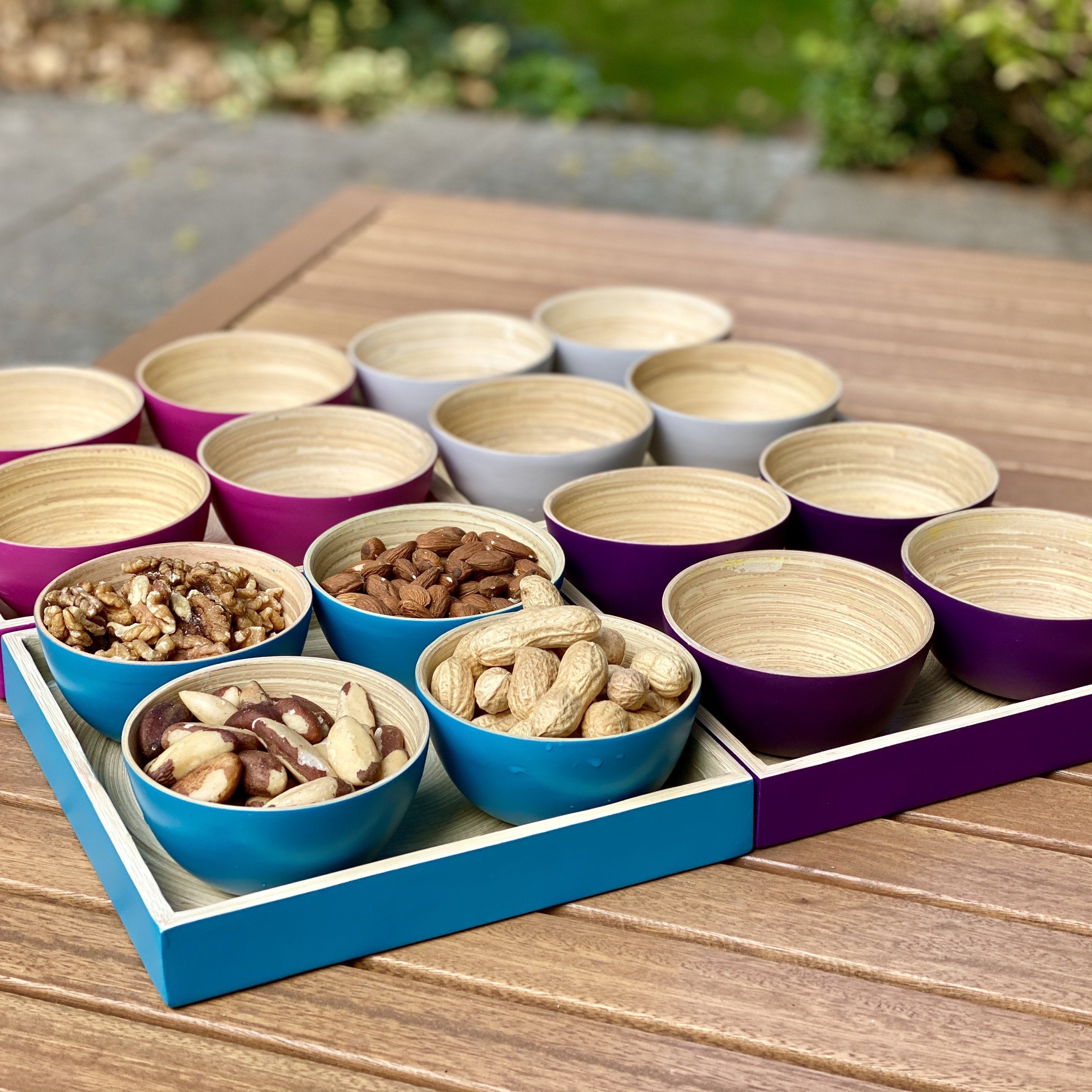 Bambus Snack Schalen Tablett | mit 4 Schälchen - KeMar GmbH | Kitchenware | Haushaltsgeräte