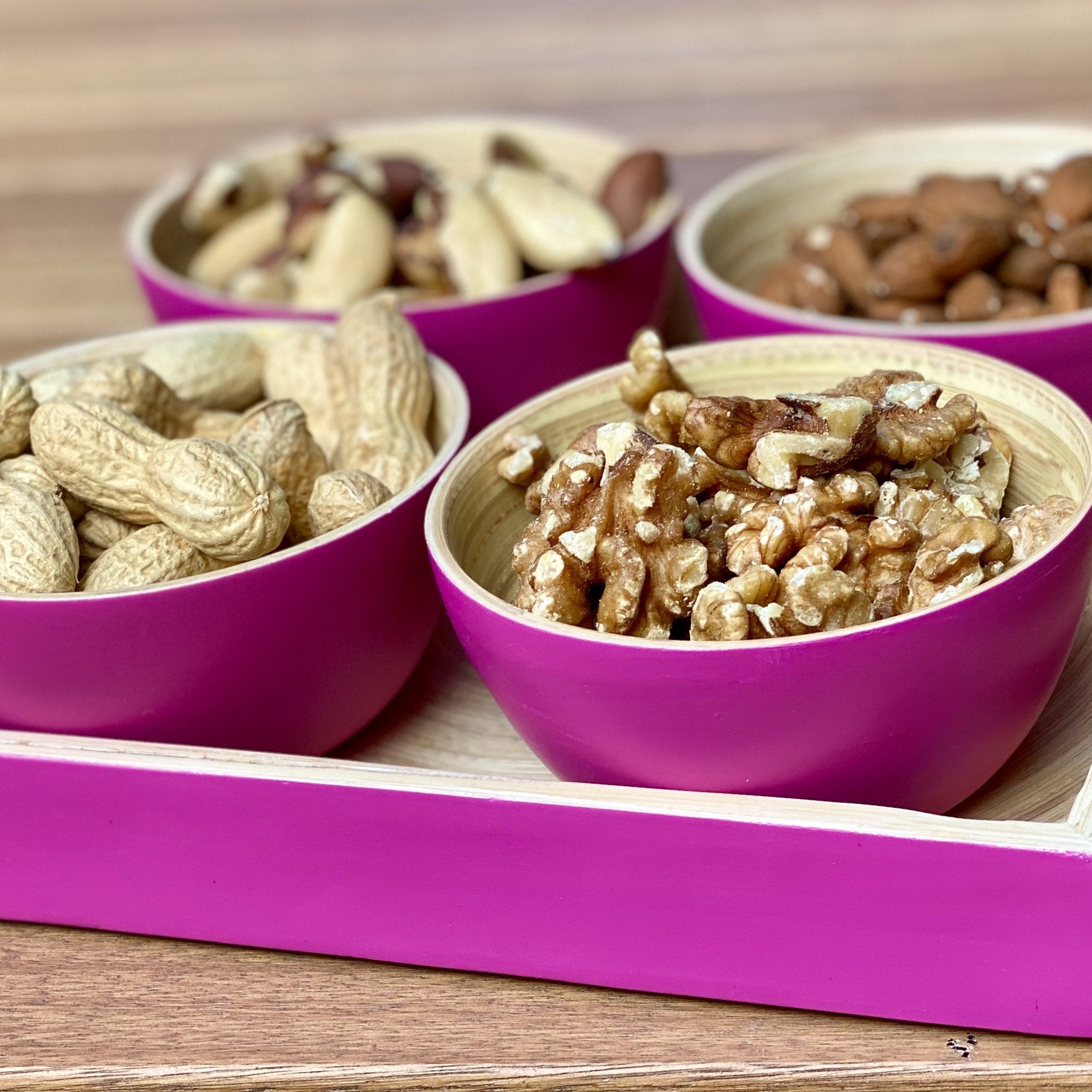 Bambus Snack Schalen Tablett | mit 4 Schälchen - KeMar GmbH | Kitchenware | Haushaltsgeräte