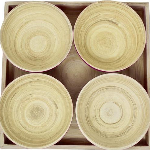 Bambus Snack Schalen Tablett | mit 4 Schälchen - KeMar GmbH | Kitchenware | Haushaltsgeräte