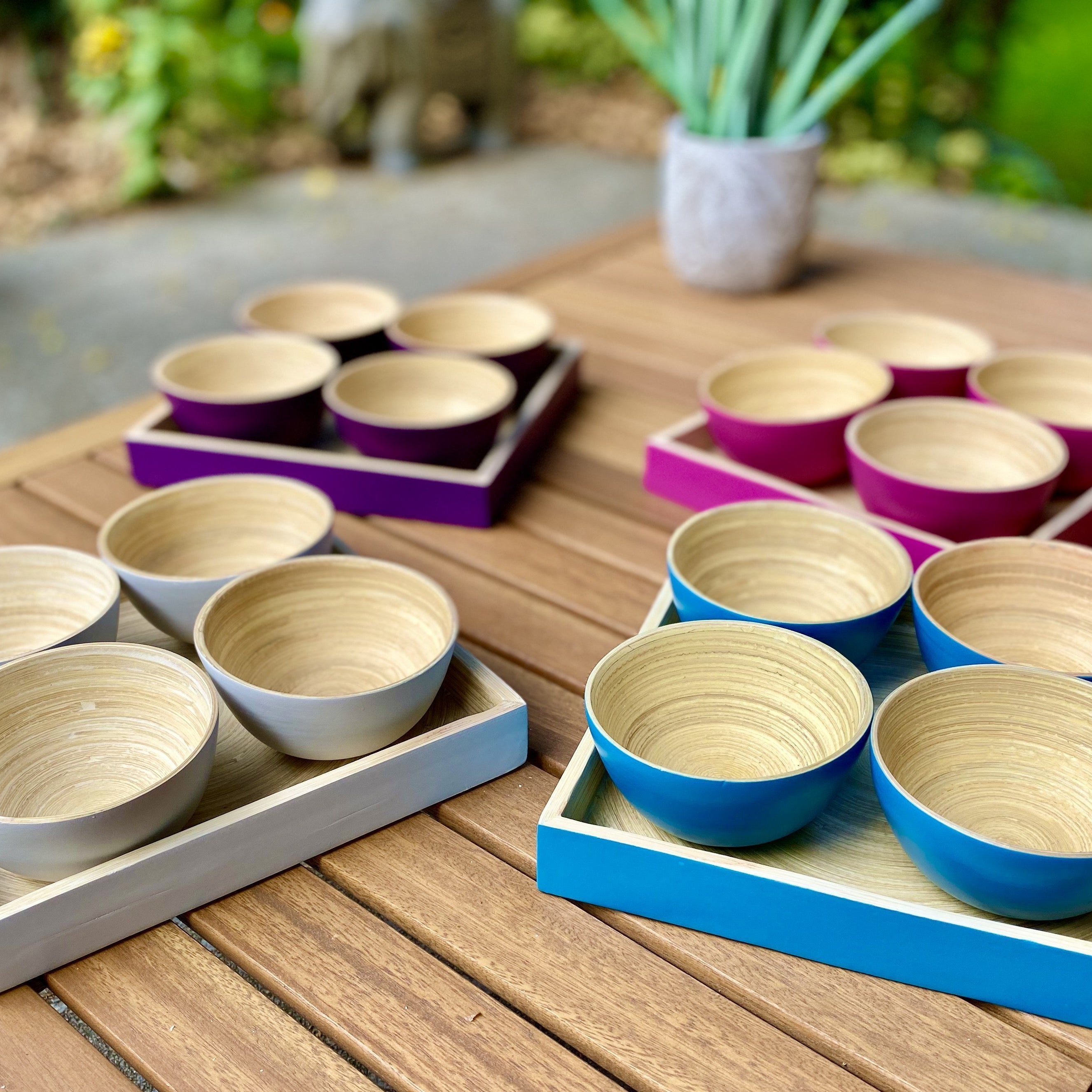 Bambus Snack Schalen Tablett | mit 4 Schälchen - KeMar GmbH | Kitchenware | Haushaltsgeräte