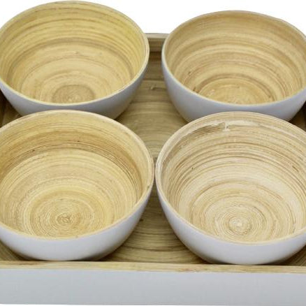 Bambus Snack Schalen Tablett | mit 4 Schälchen - KeMar GmbH | Kitchenware | Haushaltsgeräte