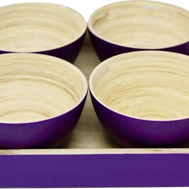Bambus Snack Schalen Tablett | mit 4 Schälchen - KeMar GmbH | Kitchenware | Haushaltsgeräte