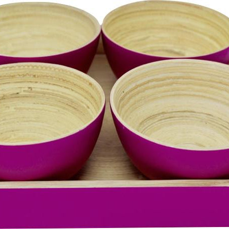Bambus Snack Schalen Tablett | mit 4 Schälchen - KeMar GmbH | Kitchenware | Haushaltsgeräte