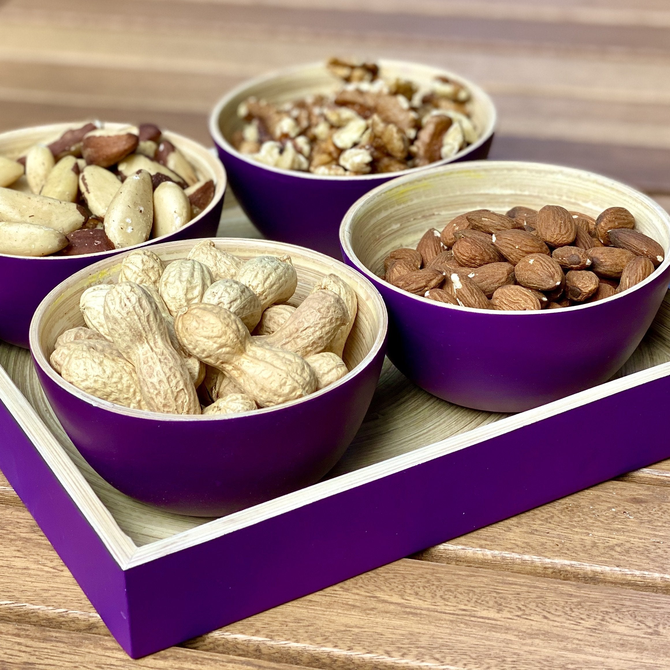 Bambus Snack Schalen Tablett | mit 4 Schälchen - KeMar GmbH | Kitchenware | Haushaltsgeräte