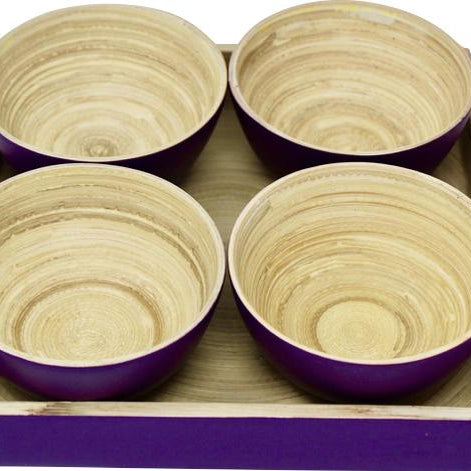 Bambus Snack Schalen Tablett | mit 4 Schälchen - KeMar GmbH | Kitchenware | Haushaltsgeräte