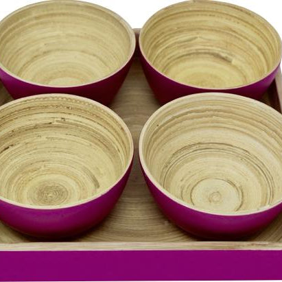 Bambus Snack Schalen Tablett | mit 4 Schälchen - KeMar GmbH | Kitchenware | Haushaltsgeräte
