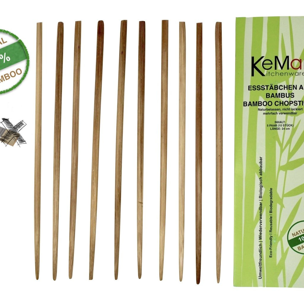Essstäbchen Bambus Naturbelassen 5 Paar 24 cm - KeMar GmbH | Kitchenware | Haushaltsgeräte