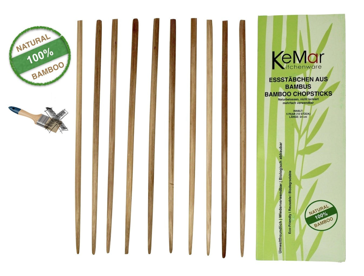 Essstäbchen Bambus Naturbelassen 5 Paar 24 cm - KeMar GmbH | Kitchenware | Haushaltsgeräte