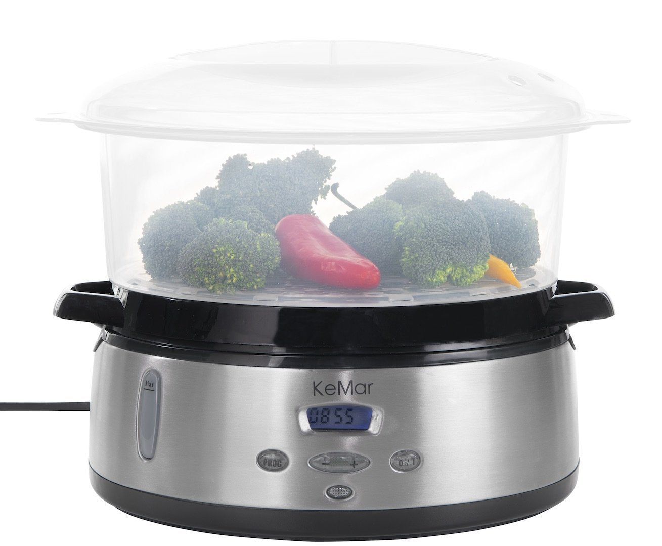 Gedämpfter Reis und Spargel dünsten iim KFS-700 Dampfgarer