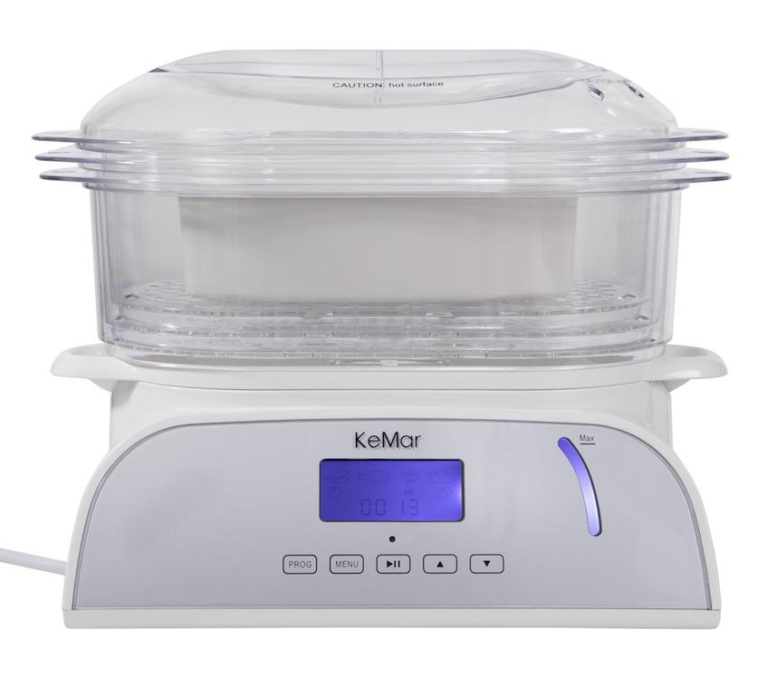 Stapelbarer Dampfgarer mit 3 Fächern und beleuchtetem Touch Display KFS-950