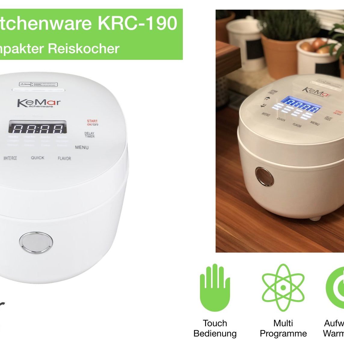 KRC-190 Reiskocher | Multikocher 12 Programme Touch Display - KeMar GmbH | Kitchenware | Haushaltsgeräte