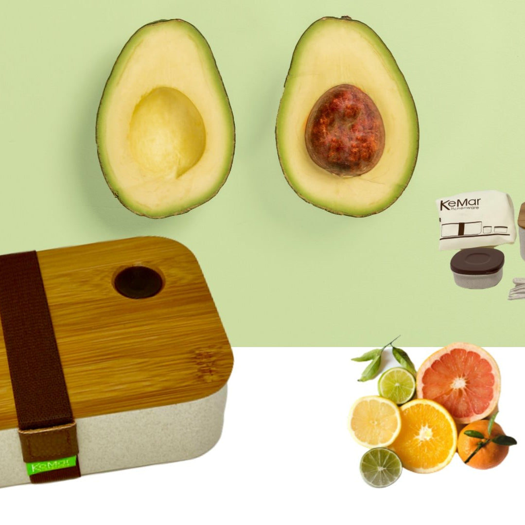 Lunchbox Set 6-1 | Brotdose | Bentobox mit Bambus Deckel 1,1 L | aus Reisfaser und PP - KeMar GmbH | Kitchenware | Haushaltsgeräte