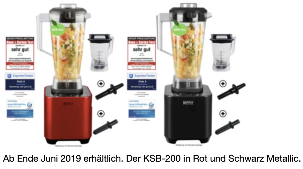 Bald erhältlich - der KSB-200 in Rot und Schwarz Metallic! | KeMar GmbH | Kitchenware | Haushaltsgeräte