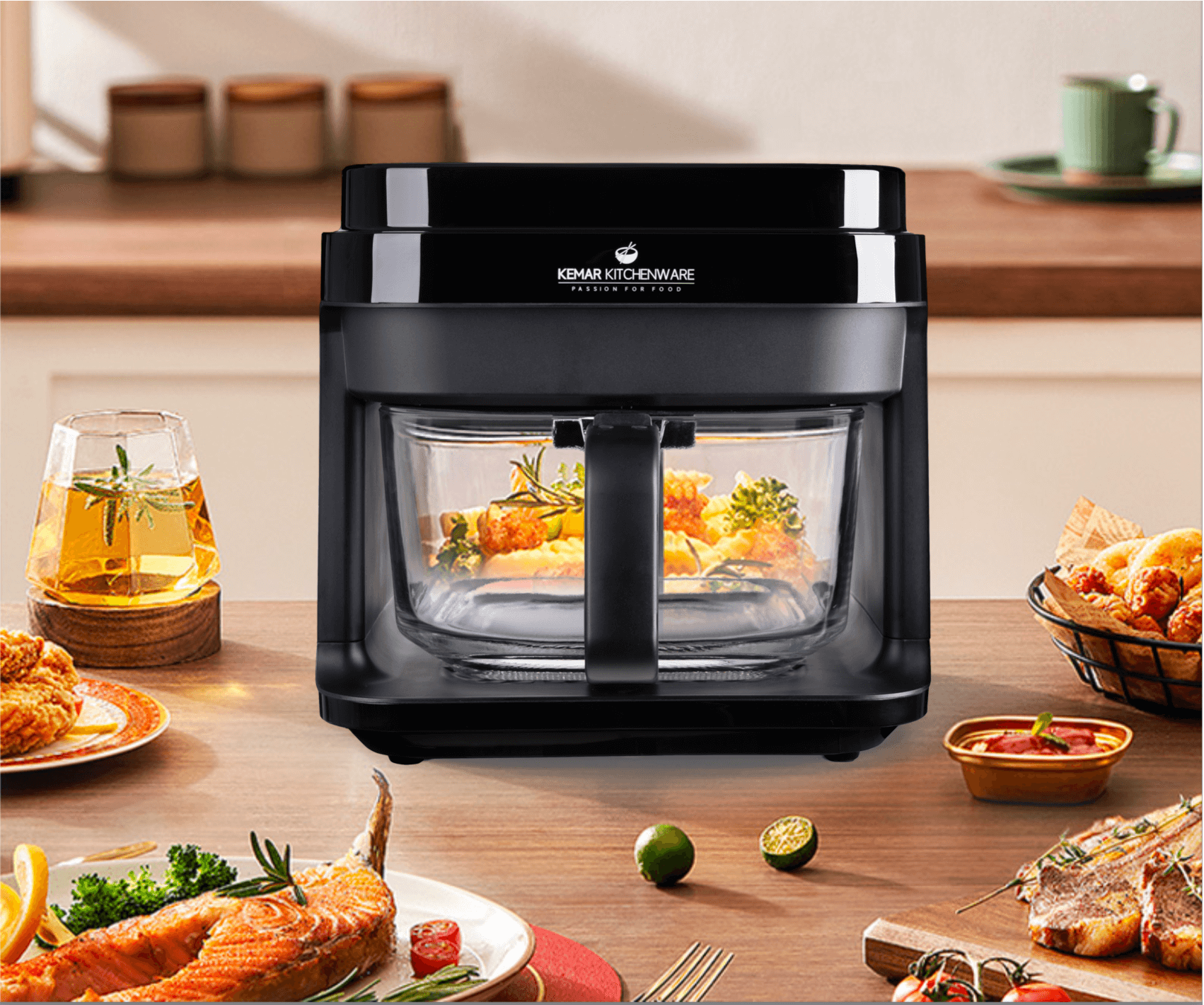 Airfryer Fritteuse mit Glasbehälter KeMar KHF-550