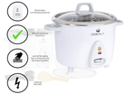 KRC-200 Keramik Reiskocher mit Warmhaltefunktion und Dampfgarer für Gemüse. BPA-frei ohne Aluminium keine Beschichtung.Edelstahl