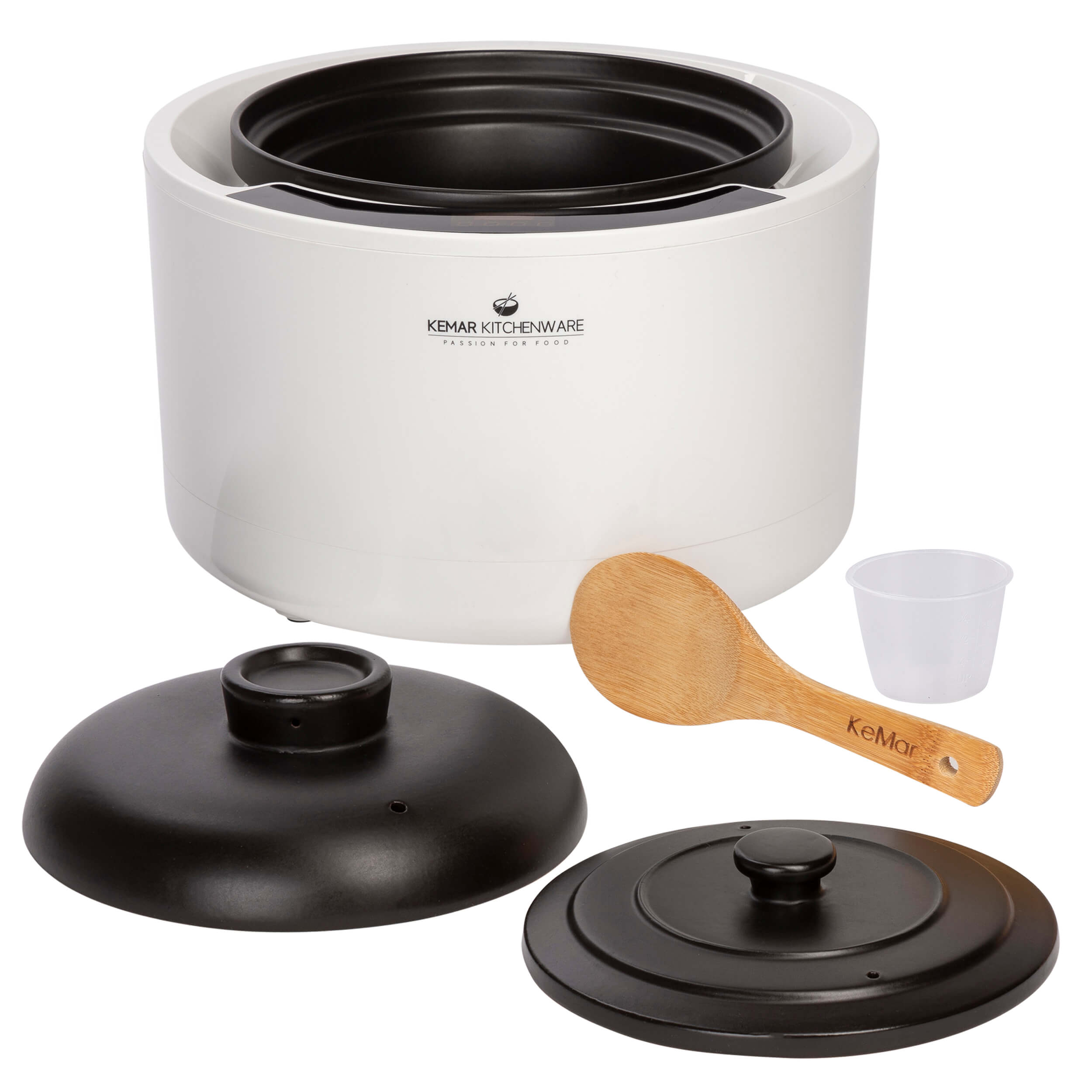 Der Slow Cooker KCC280 mit Keramiktopf hat zwei Deckel damit es nicht überkocht und einen Messbecher und einen Löffel als Zubehör