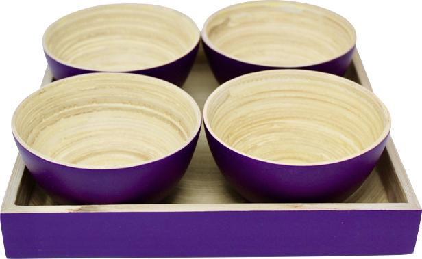 Bambus Snack Schalen Tablett | mit 4 Schälchen - KeMar GmbH | Kitchenware | Haushaltsgeräte