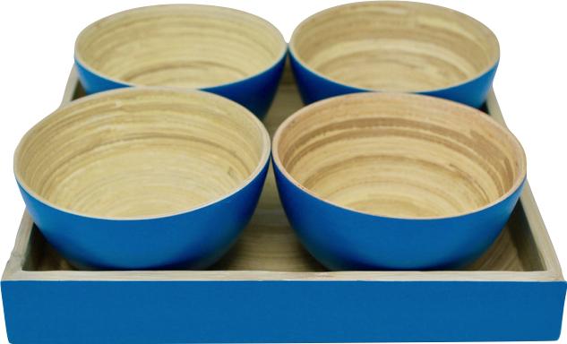 Bambus Snack Schalen Tablett | mit 4 Schälchen - KeMar GmbH | Kitchenware | Haushaltsgeräte