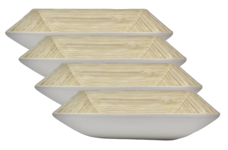 Bambus Teller Set 4 Stück | Schüssel - KeMar GmbH | Kitchenware | Haushaltsgeräte