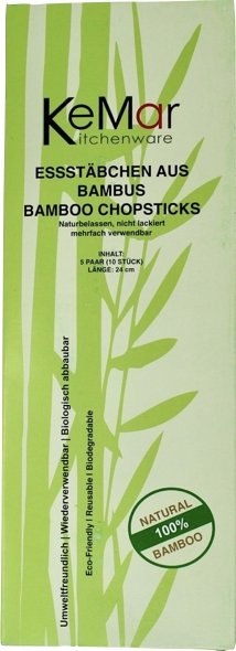 Essstäbchen Bambus Naturbelassen 5 Paar 24 cm - KeMar GmbH | Kitchenware | Haushaltsgeräte