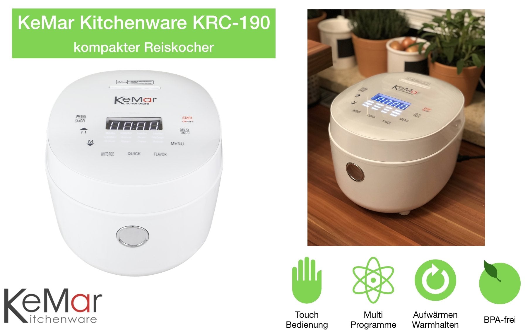 KRC-190 Reiskocher | Multikocher 12 Programme Touch Display - KeMar GmbH | Kitchenware | Haushaltsgeräte