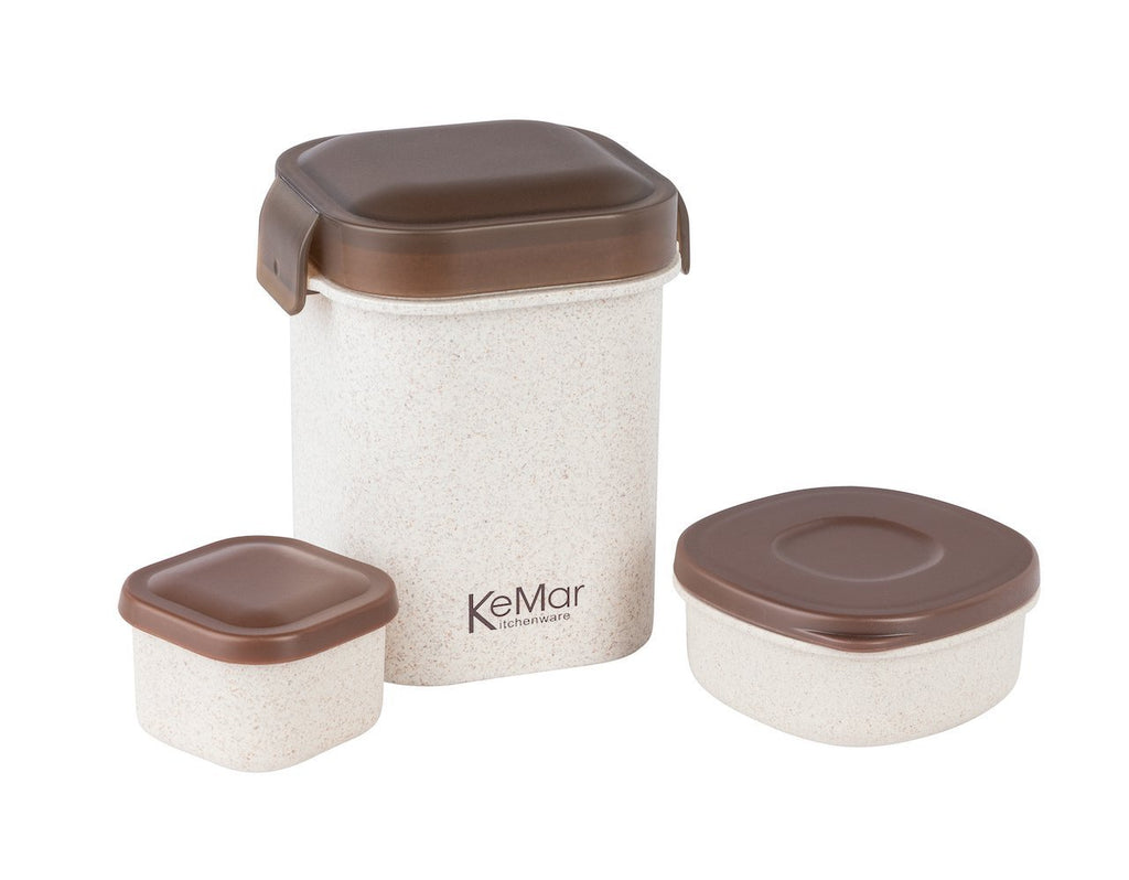 Lunchbox Set 6-1 | Brotdose | Bentobox mit Bambus Deckel 1,1 L | aus Reisfaser und PP - KeMar GmbH | Kitchenware | Haushaltsgeräte