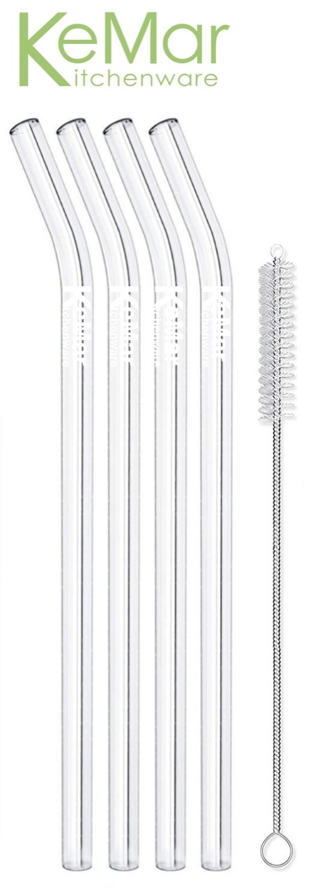 Trinkhalme aus Glas | Glasstrohhalme Gebogen | 23 cm - KeMar GmbH | Kitchenware | Haushaltsgeräte