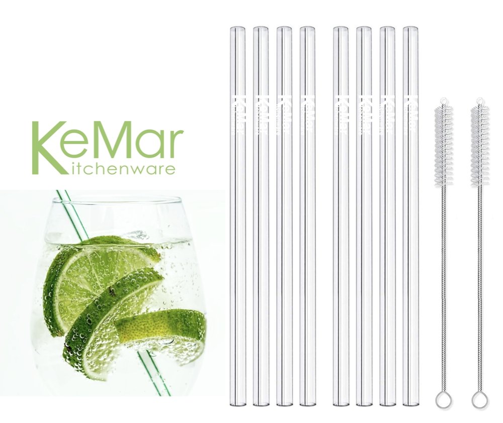 Trinkhalme aus Glas | Glasstrohhalme Gerade | 23 cm - KeMar GmbH | Kitchenware | Haushaltsgeräte