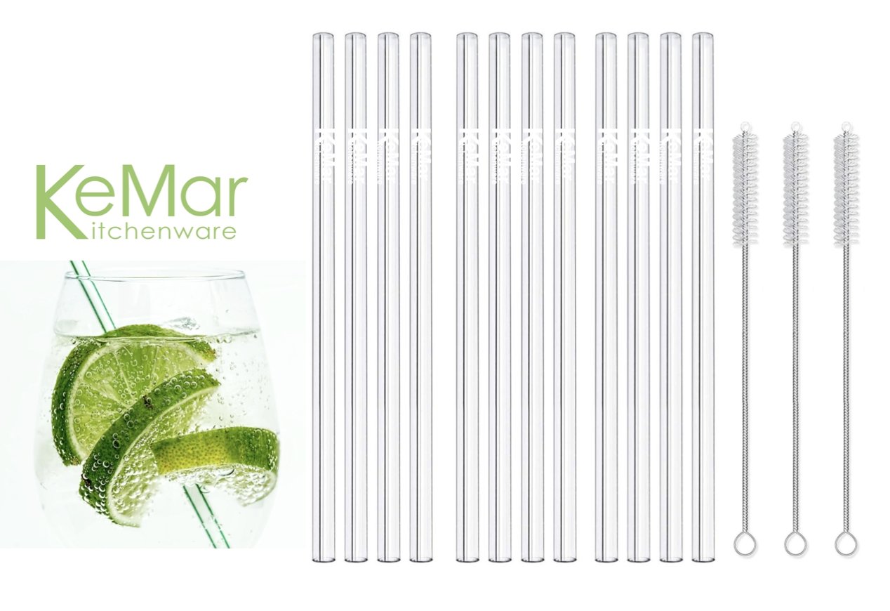 Trinkhalme aus Glas | Glasstrohhalme Gerade | 23 cm - KeMar GmbH | Kitchenware | Haushaltsgeräte