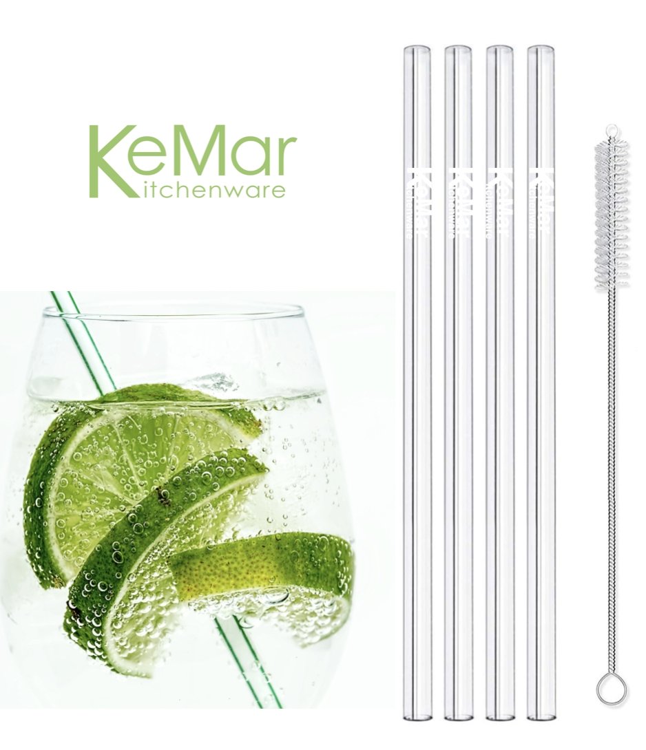 Trinkhalme aus Glas | Glasstrohhalme Gerade | 23 cm - KeMar GmbH | Kitchenware | Haushaltsgeräte
