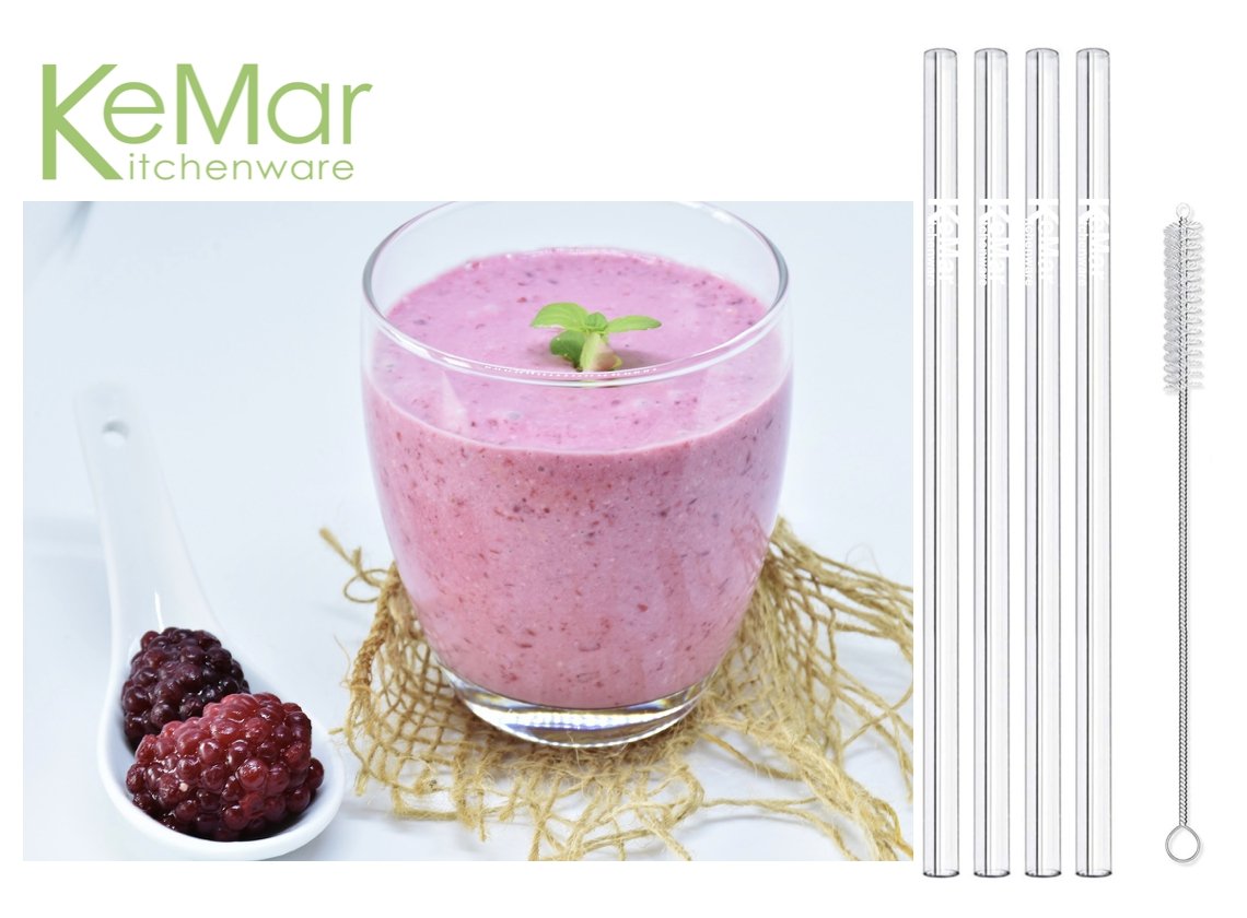 Trinkhalme aus Glas | Glasstrohhalme Gerade | 23 cm - KeMar GmbH | Kitchenware | Haushaltsgeräte