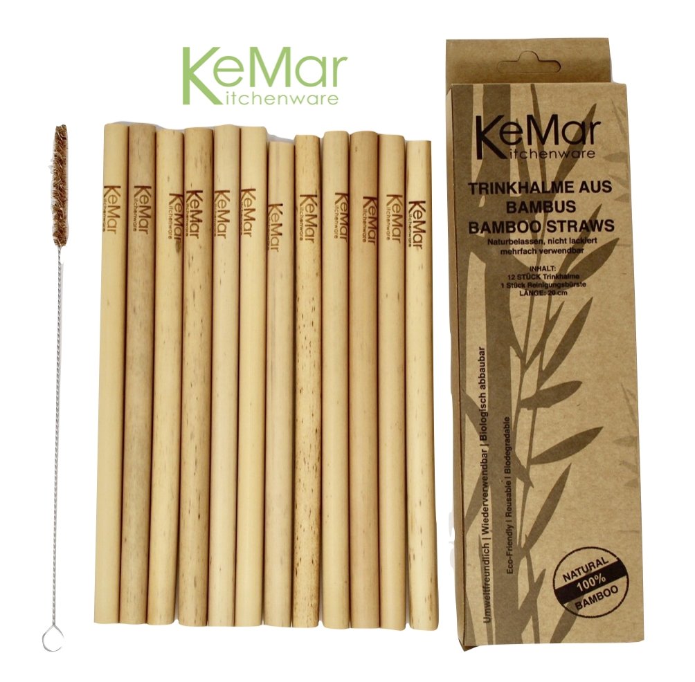 Trinkhalme Bambus Naturbelassen | 12 Stück | 20 cm - KeMar GmbH | Kitchenware | Haushaltsgeräte